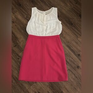 Loft Women's Stretch Sleeveless Sheath Dress Casual Formal Size 0 Red/white